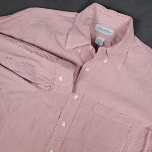 Brooks Brothers Mens 15 1/2 32 Long Sleeve Original Polo Shirt Button Stripe Red